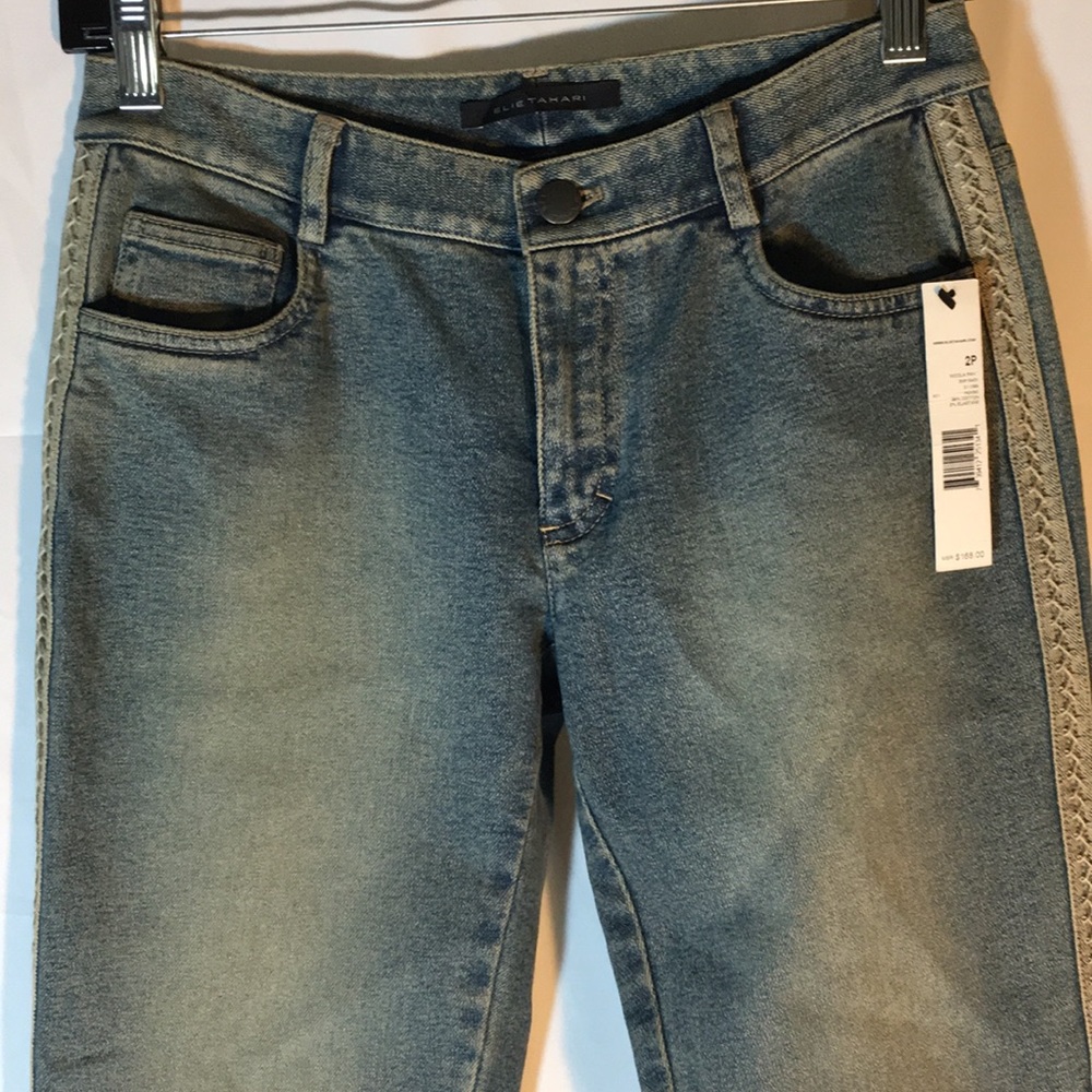 💜NWT.ELIE TAHARI ,VINTAGE LIGHT BLUE JEAN ,Size2p - Picture 4 of 8